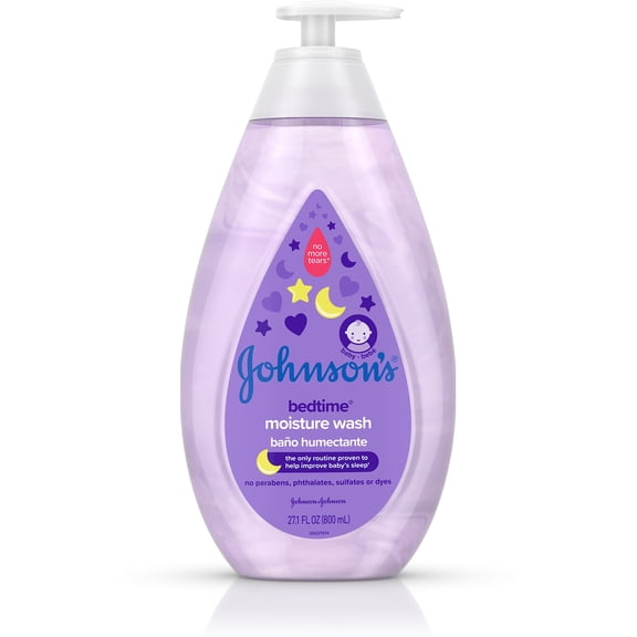 JOHNSON'S Tear-Free Bedtime Baby Moisture Wash with Soothing NaturalCalm Aromas, 27.1 oz (Pack of 4)