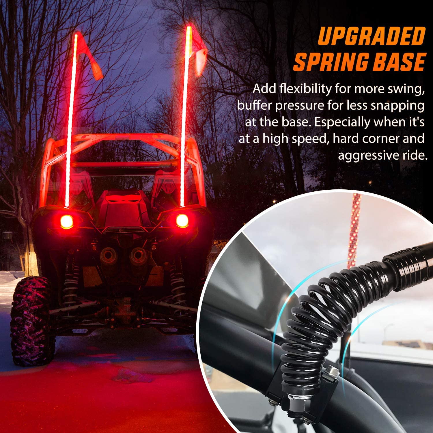 Nilight 2PCS 4FT Spiral RGB Led Whip Light with Spring Base Chasing Light RF Remote Control Lighted Antenna Whips for Can am ATV UTV RZR Polaris Dune Buggy Offroad Truck