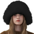 thumbnail image 4 of Chuancc Unisex Fuzzy Bucket Hat - Winter Warm Sherpa Fisherman Cap Packable for Travel & Outdoor Black A, 4 of 5