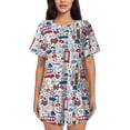 thumbnail image 1 of Fotbe London Symbols1 Conjunto de Pijama Estampado para Mujer, 2 Piezas, Ropa de Dormir con Camiseta de Manga Corta y Shorts Suaves-Large, 1 of 6