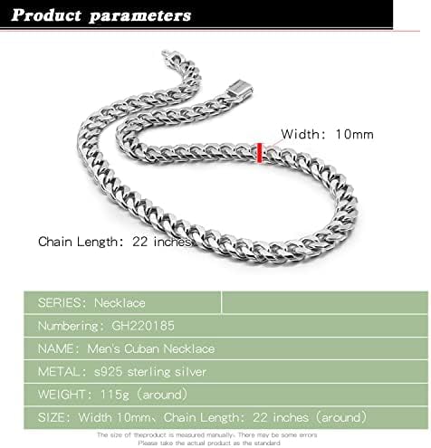 Men 925 Sterling Silver Solid Miami Cuban Chain Necklace 10MM &12MM- Curb Cuban 18 "20 "22" 24 "26" 28" Thick Big Link Choker For Man - Fine Jewelry