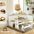 thumbnail image 5 of Koby Home Breakfast Nook Table Set, Corner Dining Table with L-Shape Bench Chairs, Farmhouse Kitchen Dining Nook White Wood, 5 of 6