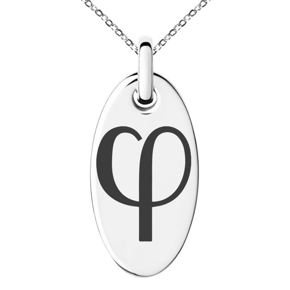 Stainless Steel Golden Ratio Mathematical Engraved Small Oval Charm Pendant Necklace