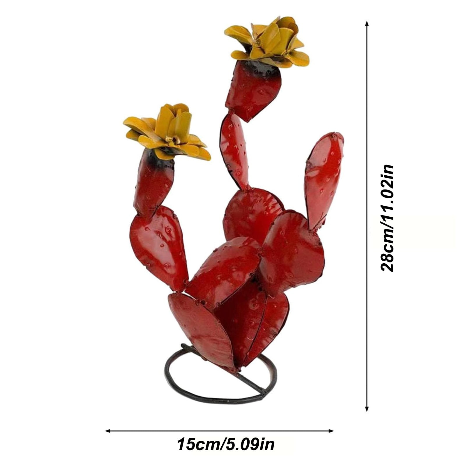 Metal Cactus Outdoor Decor - Iron Cactus Yard Art Garden Statue, Rustic Artificial Cactus Sculpture for Patio, Lawn, Balcony, Backyard Decor, Weather Resistant Metal
