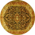 thumbnail image 1 of Ahgly Company Machine Washable Indoor Round Medallion Yellow Traditional Area Rugs, 8' Round, 1 of 4