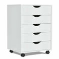 thumbnail image 2 of Gymax 5 Drawer Dresser Home Office Storage Cabinet Chest w/Wheels White, 2 of 10