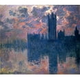 thumbnail image 2 of Monet, Claude 29x26 Gold Ornate Wood Framed with Double Matting Museum Art Print Titled - Parliament, Sunset, 2 of 4
