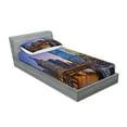 thumbnail image 2 of Ambesonne Landscape Fitted Sheet & Pillow Sham Set, Chicago River Scenery, Twin, Multicolor, 2 of 2