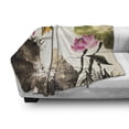 thumbnail image 3 of Art Soft Flannel Fleece Blanket, Bird Jumping into a Lotus in a Gloomy Setting Circle of Life Chinese Culture, Cozy Plush for Indoor and Outdoor Use, 50" x 60", Cream Taupe Hot Pink, by Ambesonne, 3 of 6