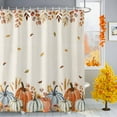thumbnail image 2 of Shower Curtains for Bathroom-72"x78",Thanksgiving Pumpkin Eucalyptus Waterproof Bath Curtain Grommet Shower Curtain Set, 2 of 7