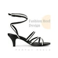 thumbnail image 3 of BLISSFUL STEP Open Toe Contrasting Color Kitten Heels Sandals for Women Black White (Size 7), 3 of 5