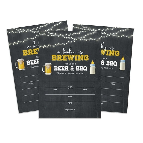 Inkdotpot 30A Baby is Brewing Gender Neutral Baby Shower Invitation Cards Fill In Blank Invites