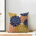 thumbnail image 3 of Navy Blue Summer Outdoor Pillow Covers 18x18 Inch Set of 2 Mustard Yellow Coral Dahlia Floral Decor Throw Pillows Modern Geometry Flower Decorative Cushion Cases for Sofa Couch Bed Decorations, 3 of 6