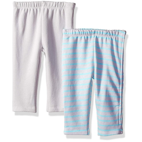 Hanes Baby Zippin 2pk Fleece Pants with Side Zipper Grey/Blue Stripe 6-12 Months