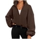 thumbnail image 1 of Chaqueta deportiva de polar de moda para mujer, de manga larga, sin capucha, informal, con cuello alto y cremallera. Abrigo para mujer., 1 of 5