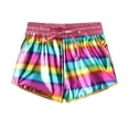 thumbnail image 2 of KVPLBQFD Faux Leather Metallic Shorts for Girls Shiny Dance Outfits Atletic Shorts Kids Trendy Cheerleader Gymnastics Shorts Summer Casual Clothes, 2 of 3