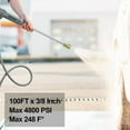 thumbnail image 3 of 4800 PSI 3/8'' Pressure Washer Hose 100 FT Hot and Cold Water Power Washer Hose Max 248°F, Commercial Industrial Grade Steel Wire Braided Kink Proof Extension Hose with 3/8 Quick Connect, 3 of 6