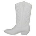thumbnail image 2 of Soda Women Cowgirl Cowboy Western Stitched Boots Pointy Toe Knee High Reno-S All White 7, 2 of 2
