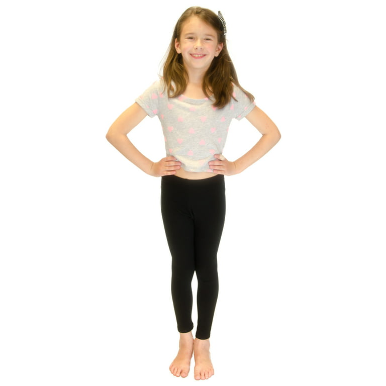 Vivian's Fashions Long Leggings - Girls, Cotton (Black, Small)