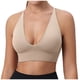 thumbnail image 2 of Sujetador deportivo largo con cuello en V para mujer - Tirantes finos ajustables - Top de yoga y fitness con copas acolchadas - Ropa deportiva de nailon y spandex, 2 of 7