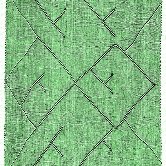 Ahgly Company Indoor Square Abstract Emerald Green Modern Area Rugs, 7' Square