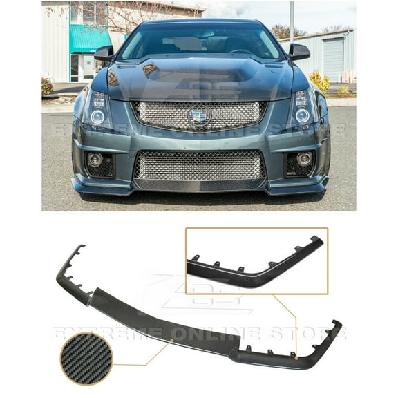 For 2009-2015 Cadillac CTS-V Models | Carbon Package Style CARBON FIBER Front Bumper Lower Lip Splitter