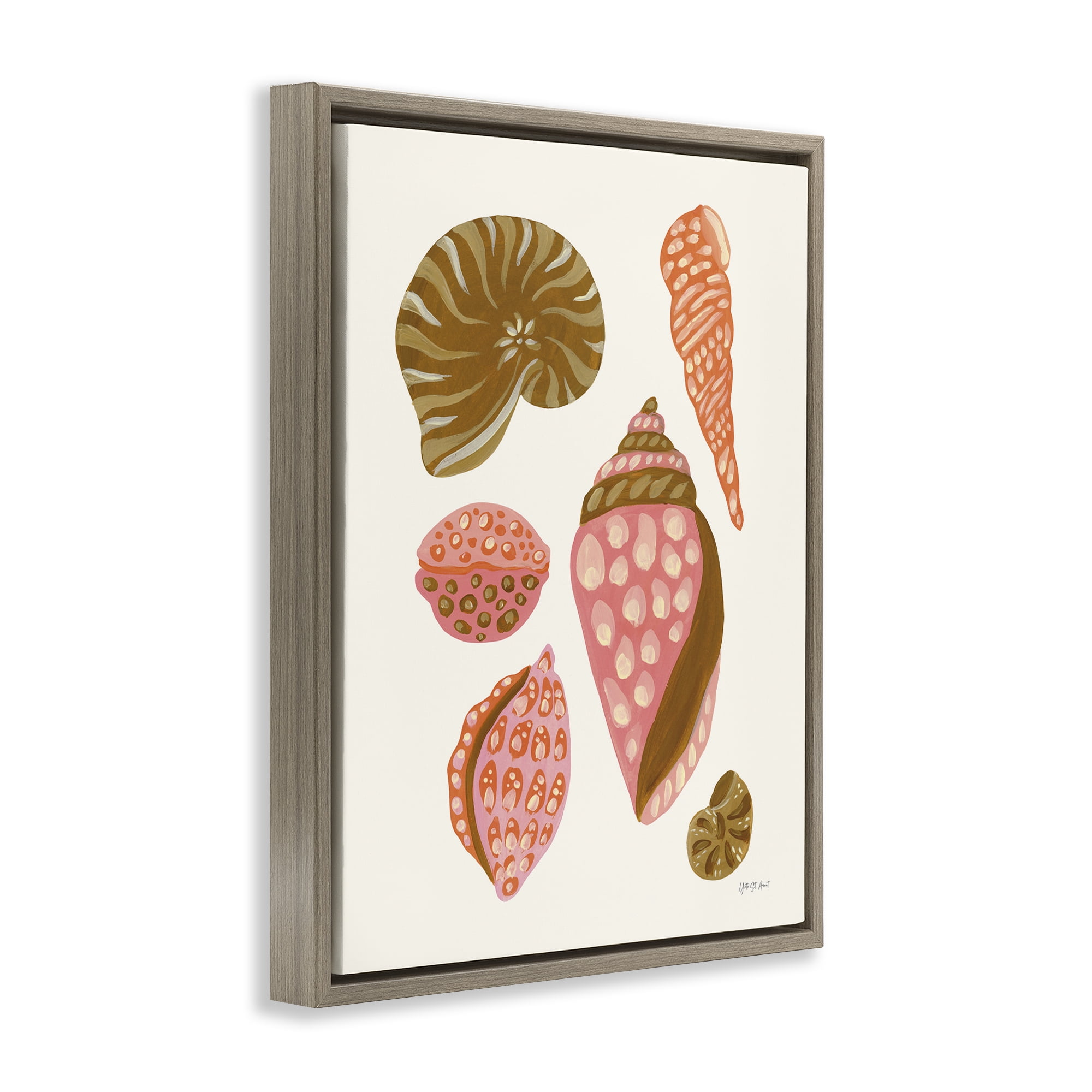 Stupell Industries Tropical Shell Collection Nautical & Beach Painting Brown Floater Framed Canvas Art Print Wall Art, 25 x 31