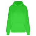 thumbnail image 5 of Women’s Plus Size Long Sleeve Hoodie Solid Color Casual Sweatshirt Loose Fit Pullover Top with Kangaroo Pocket Green, 5 of 5