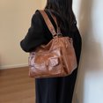 thumbnail image 3 of 1011 Bolso Bandolera Portátil Informal Gran Capacidad Cuero Suave Con Múltiples Bolsillos Retro Europeo Y Americano (marrón), 3 of 9