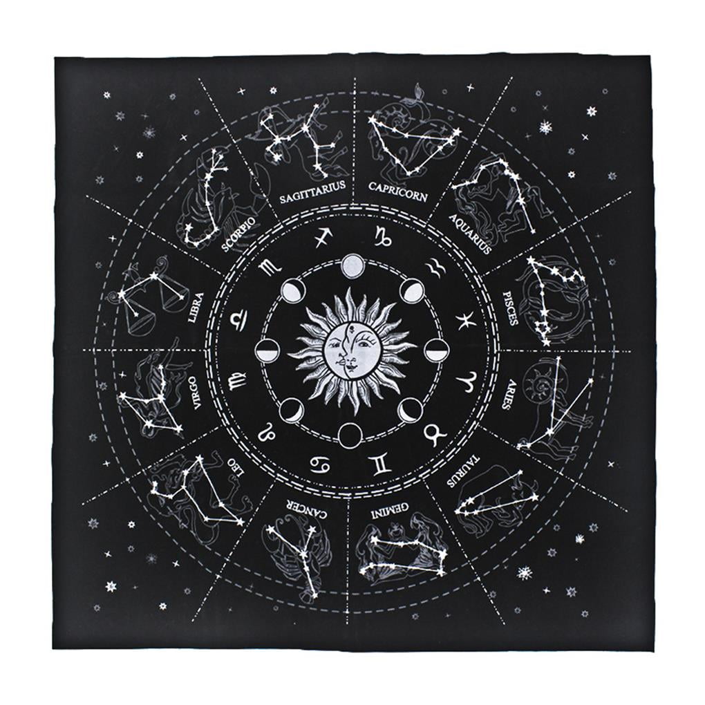 Xingzhi Tarot Card Tablecloth Flock 12 Constellations Divination Board Game Square Shape Astrology Pad Living Room Dining Hall
