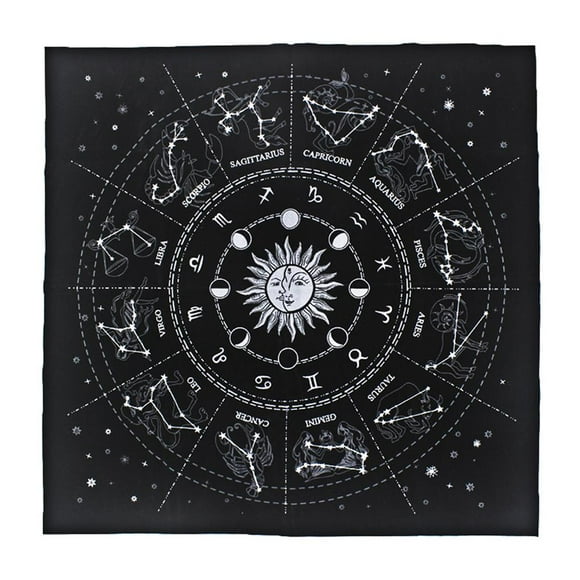 Thinsony Tarot Card Tablecloth 12 Constellations Lucky Altar Board Game Placemat Square Shape Sky Oracle Pad Home Decor