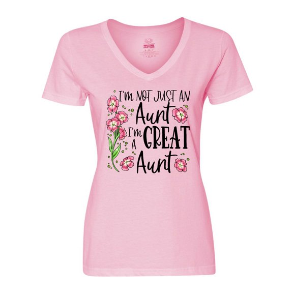 Inktastic I'm Not Just an Aunt, I'm a Great Aunt Flowers Women's V-Neck T-Shirt