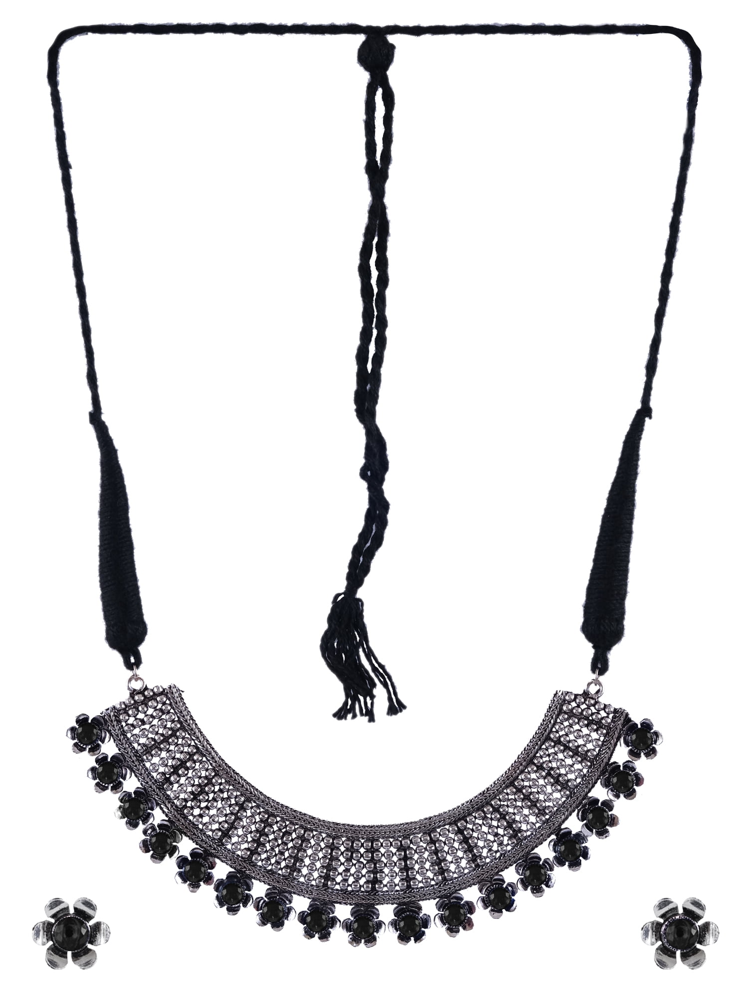 Crunchy Fashion Jewellery German Silver Oxidised Antique Boho Studded