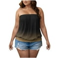 thumbnail image 2 of QETYUW Plus Size Tube Tops for Women Pleated Strapless Blouses Gradient Off The Shoulder Top Summer Casual Bandeau Tanks, 2 of 6