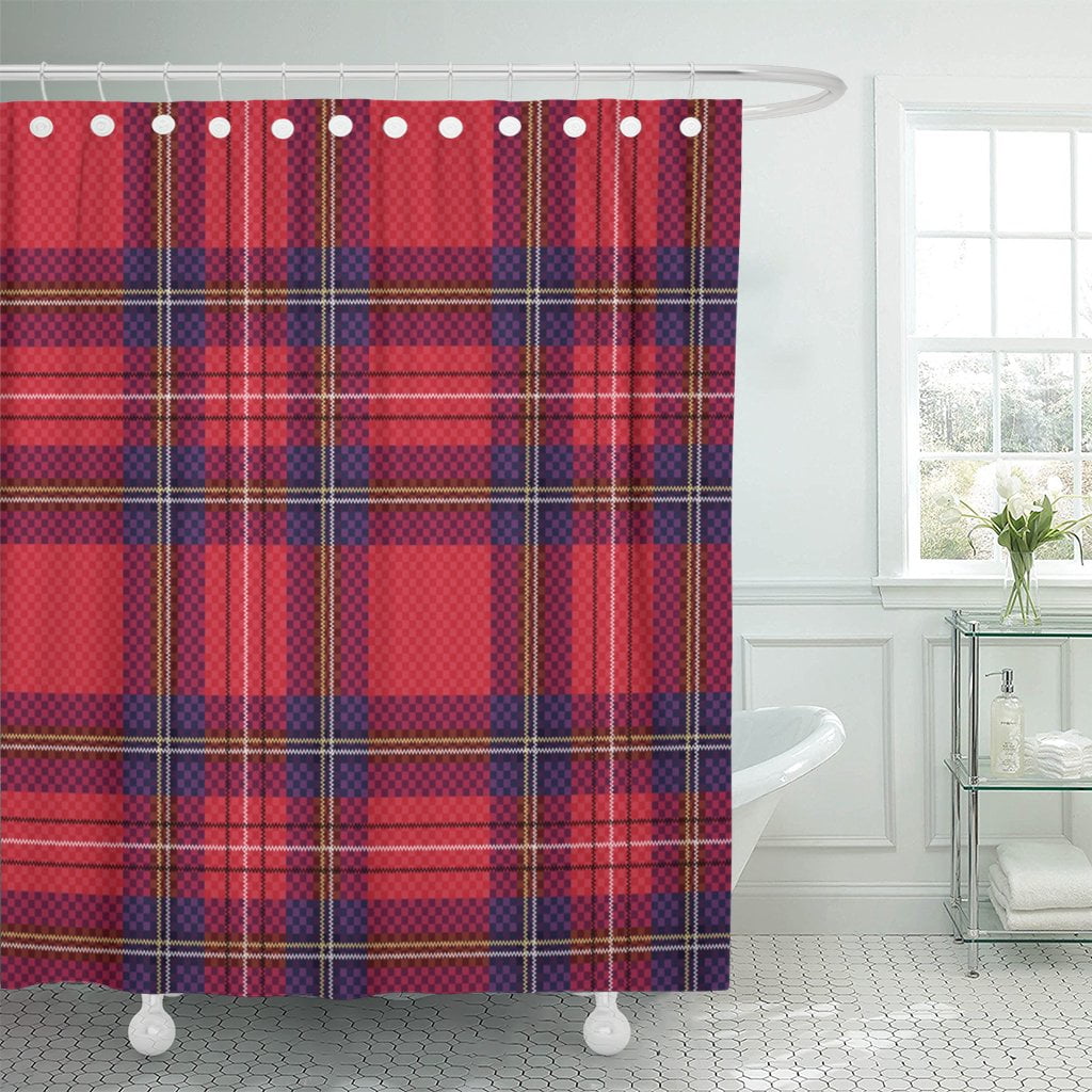 PKNMT Checkered Shades of Red and Blue Pattern As Tartan Polyester