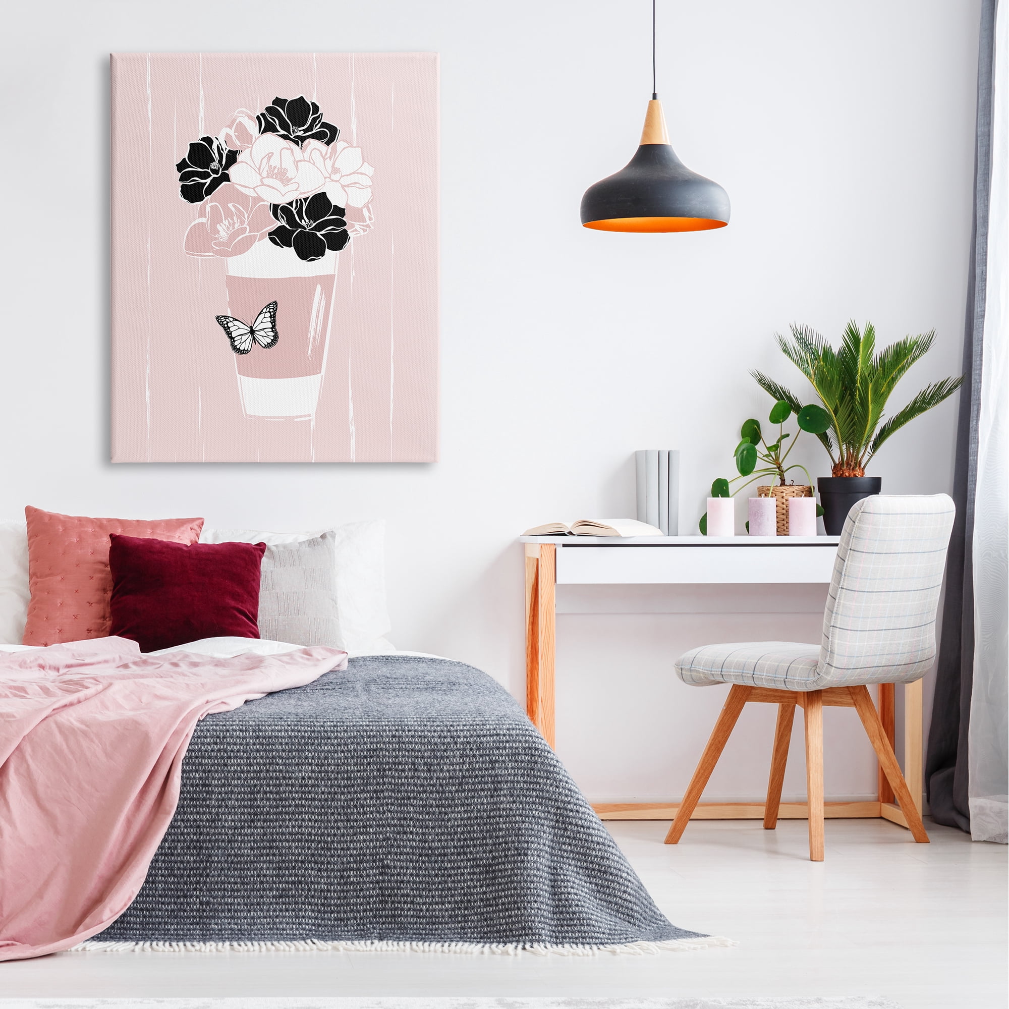 Stupell Industries Casual Coffee Cup Pink Assorted Flowers Arrangement Graphic Art Gallery Wrapped Canvas Print Wall Art, Design by Martina Pavlova