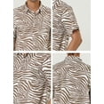 thumbnail image 7 of MODA NOVA Big & Tall Men's Short Sleeve Printed Button Front Beach Hawaiian Shirt Brown and White 38, 7 of 7