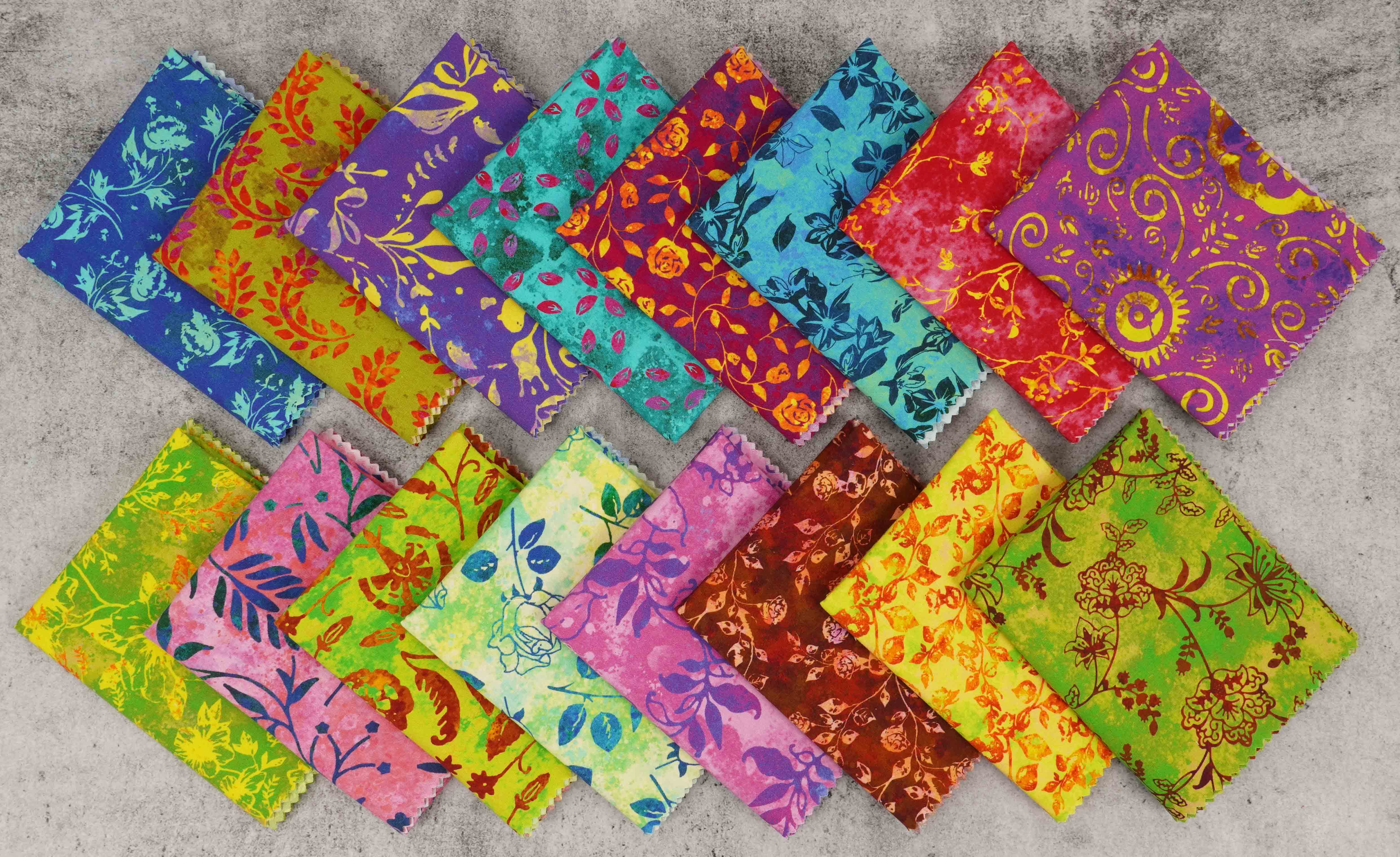 Soimoi 16 Pc Fat Quarter Bundle,BatikPrint 18"x 22"DIY Patchwork-100% CottonPre-Cut Quilting Fabric Multicolor