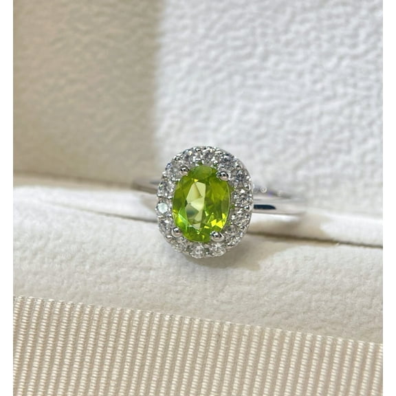 Peridot Ring - August Birthstone Jewelry - Statement Ring - Engagement Ring - Rectangle Ring - Cocktail Ring - Prong Ring