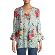 The Pioneer Woman V-Neck Tunic Top with Double Ruffle Sleeves