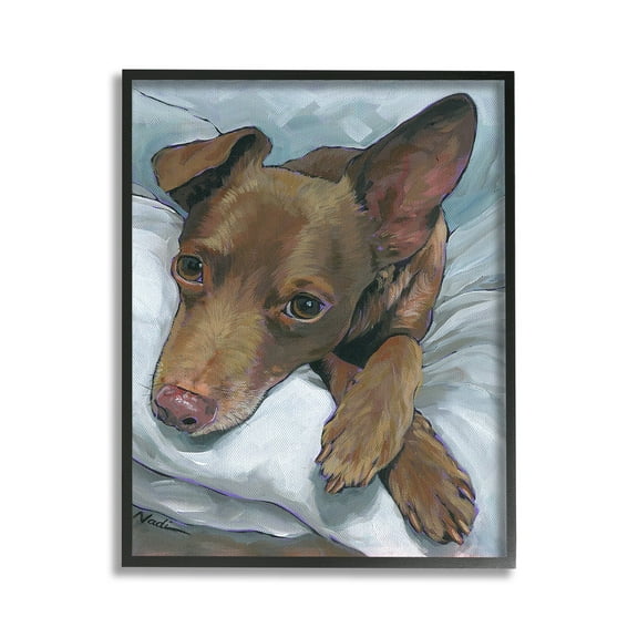Stupell Industries Resting Dog Portrait Animals & Insects Painting Black Framed Art Print Wall Art, 11 x 14