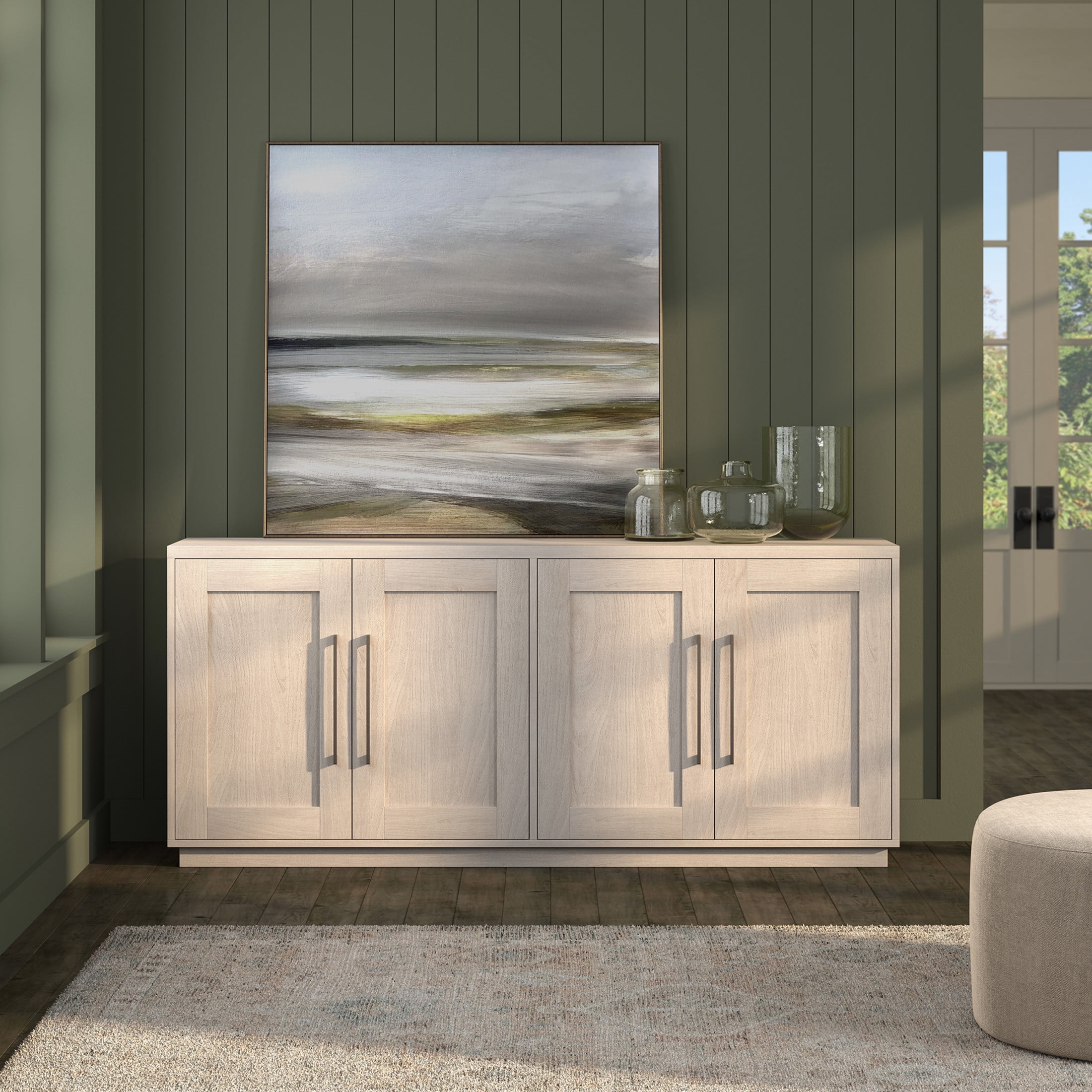 Evelyn&Zoe Modern/Contemporary 68" Wide Alder White Buffet Table