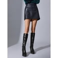 thumbnail image 2 of DARING DIVA Women's Round Toe Platform Chunky Heels Knee High Boots Black 7, 2 of 6