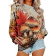 thumbnail image 3 of Hvot&aat Long Sleeve Shirts for Women Mushroom Graphic Sweatshirts Casual Crewneck Fall Pullover, 3 of 4