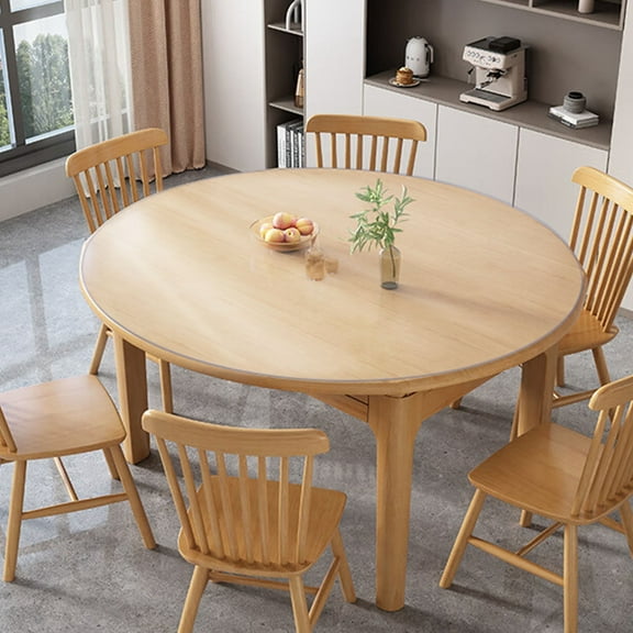 KFFKFF Clear Table Cover Protector, 42" Round Table Cover, 1.5 mm Thick PVC Plastic Tablecloth, Waterproof Desktop Protector for Writing Desk, Coffee Table, Dining Room Table