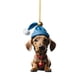 thumbnail image 3 of Adornos navideños para árbol de Navidad con forma de perro salchicha, 6 piezas de bonito adorno colgante de acrílico 2D, 2024 colgantes planos y divertidos de perro salchicha con sombreros,, 3 of 8