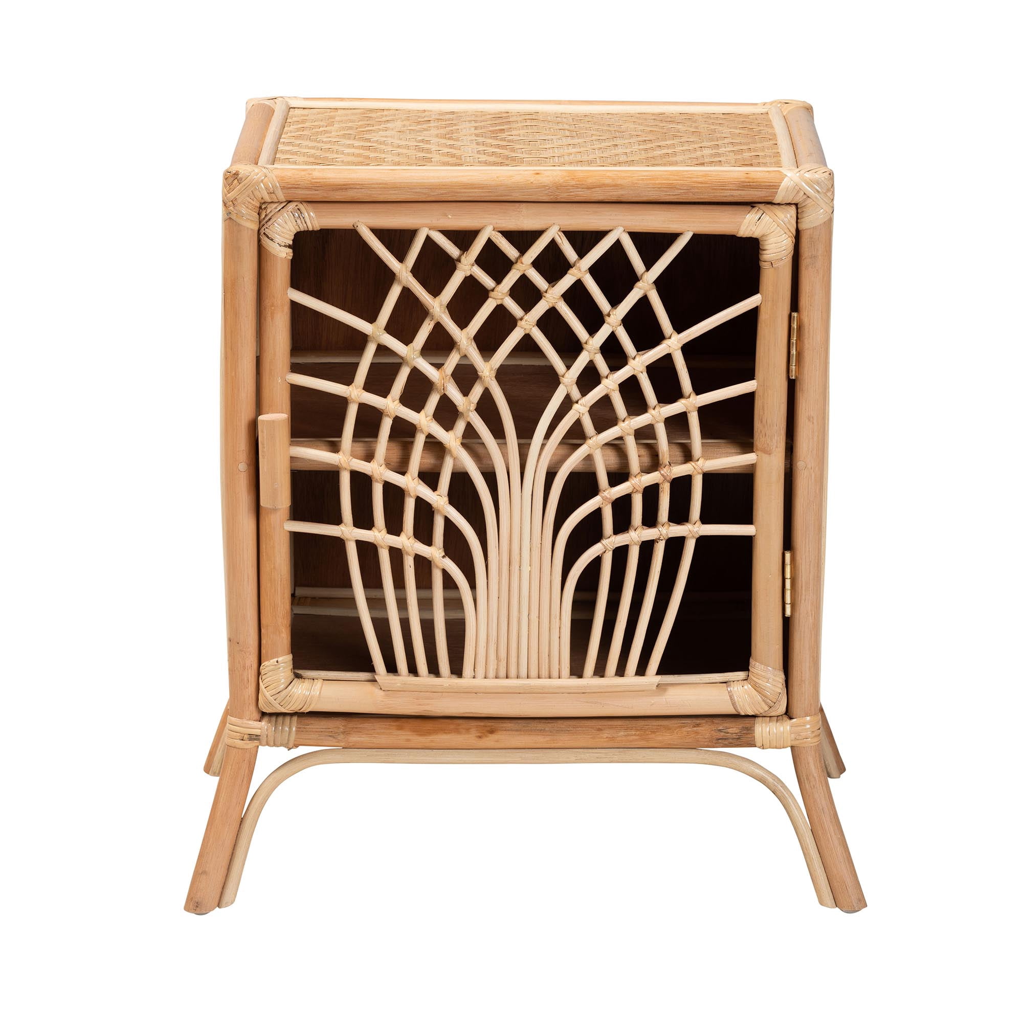 bali & pari Danna Rattan BOHO Nightstand, 1-Door, Natural Brown