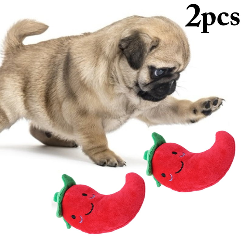 2PCS Vegetables Pet Toy Chili Eggplant Dog Toy Cat Squeaky Toy Pet