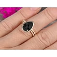 thumbnail image 2 of 2Pcs Milgrain Pear Shape 2.25 Carat Wedding Ring Set Black Diamond Moissanite Engagement Ring Matching Band 10k Yellow Gold Anniversary Gift, 2 of 6