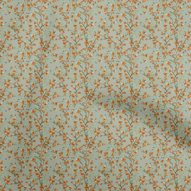 oneOone Cotton Poplin Orange Fabric Floral Craft Projects Decor Fabric Printed By The Yard 56 Inch Wide